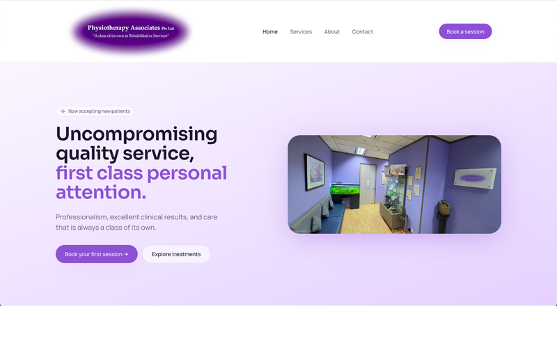 Screenshot of the Physiotherapy Associates website