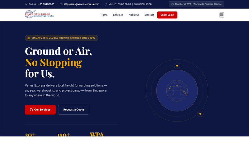 Screenshot of the Venus Express website